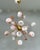 Italian modern sputnik chandelier with twenty four Murano glass shades hand blown in organically squashed shape, in ombre...