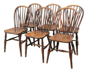 Antique Kitchen Farmhouse Dining Chairs, 1840, Set of 6