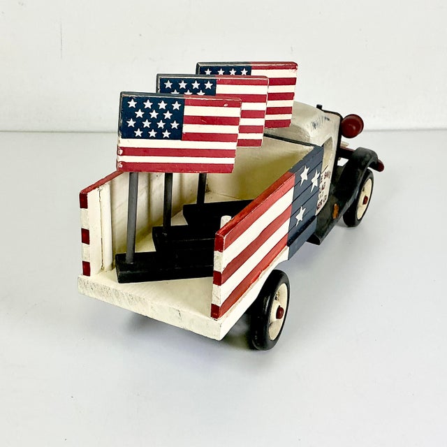 1980s Vintage Boho Chic Americana Arts & Crafts Uncle Sam’s Banner & Flag Co Truck Holiday Accent - 4th of July For Sale - Image 14 of 15