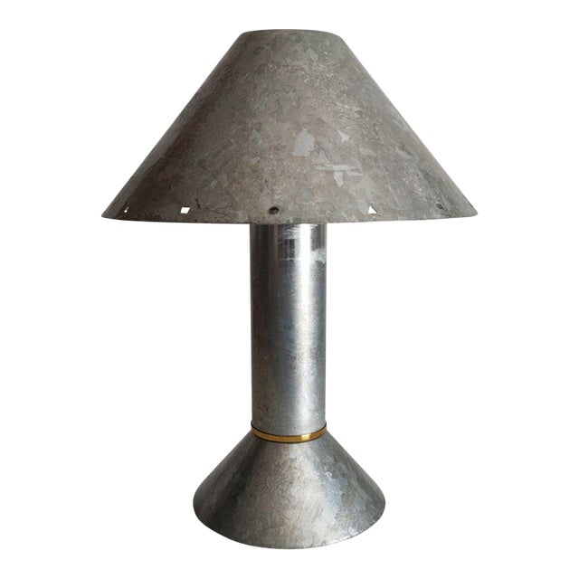 Vintage Ron Rezek 4200 Galvanized Steel Postmodern Table Lamp, 1980s For Sale