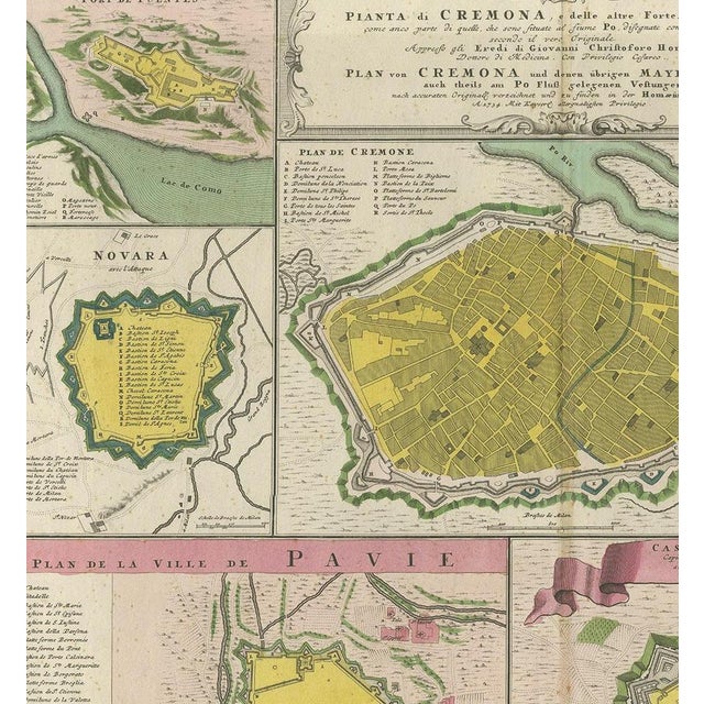 Antique Map with Plans of Cremona by Homann, 1734 For Sale - Image 3 of 5