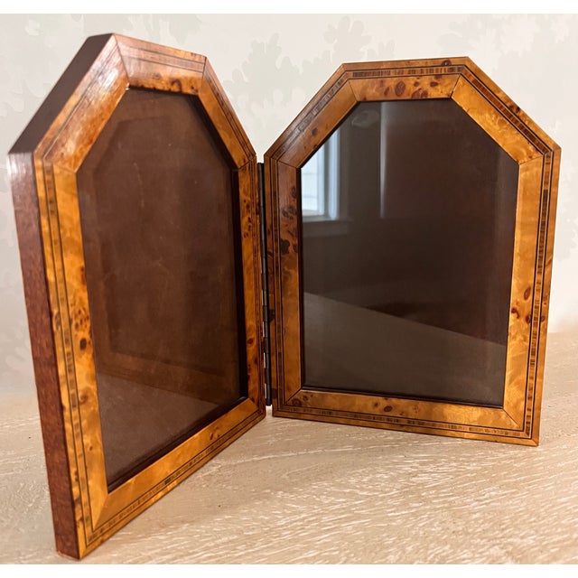 Add a touch of old-world elegance to your desk or mantel with this beautifully crafted vintage diptych (double-folding)...