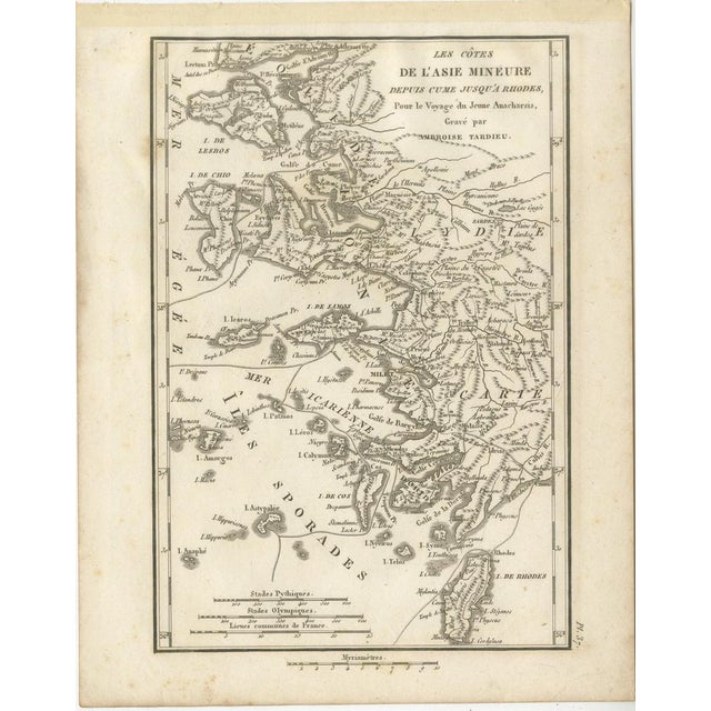 Antique Map of Asia Minor Coast and Greek Islands from Ambroise Tardieu, 1825 For Sale - Image 3 of 13
