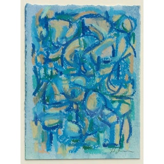 Female Blue II Abstract Figurative Oil Pastel and Acrylic For Sale