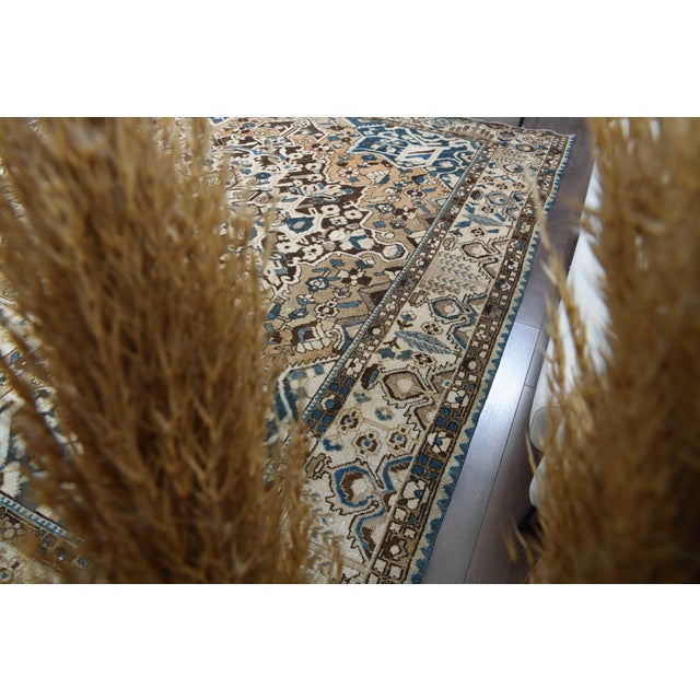 1970s Vintage Persian Handmade Wool Cotton Brown Area Rug For Sale - Image 9 of 11