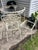 Vintage 1960s wrought iron Patio Dining Set. 4 chairs, one table. Glass top included. 41" diameter table. Original...