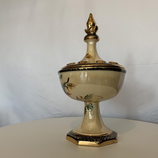 Brown Covered Bowl on Stand from Hubert Bequet, 1930s For Sale - Image 8 of 14