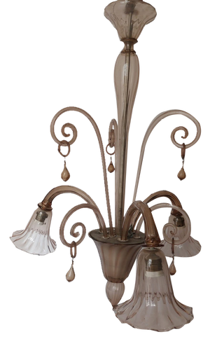 Large Vintage Ceiling Lamp in Murano Glass by Paolo Venini, 1930