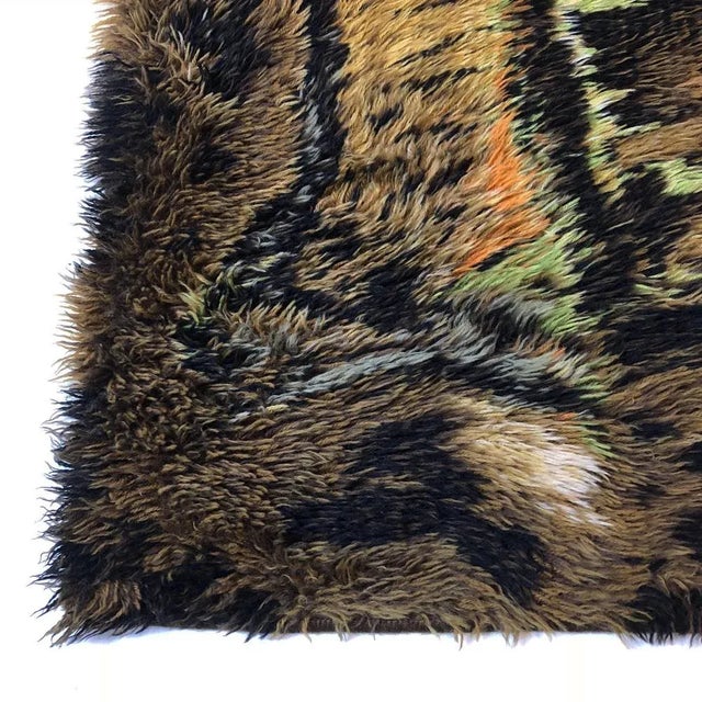 Scandinavian Abstract High Pile Rya Rug, Denmark, 1960s For Sale - Image 10 of 15