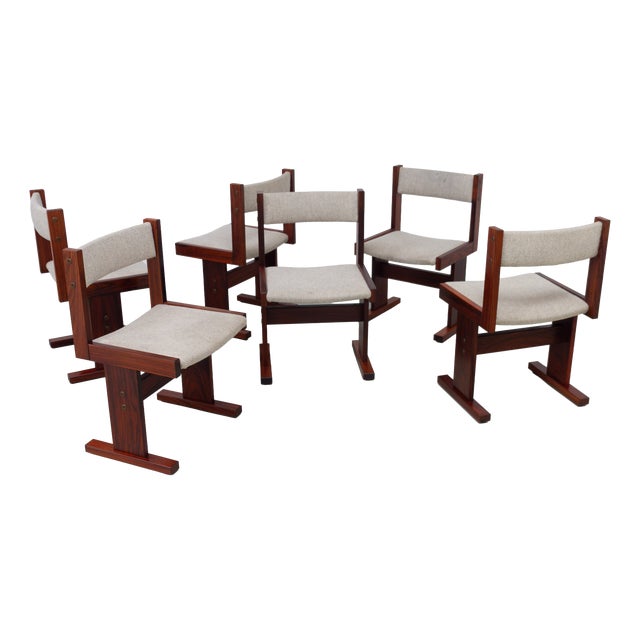 Danish Brutalist Rosewood Dining Chairs from Gangsø Møbler, 1970s, Set of 6 For Sale