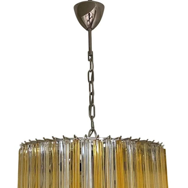 Mid 20th Century Mid-20th Century Italian Spiral Chandelier With Amber & Clear Venini Glass For Sale - Image 5 of 5