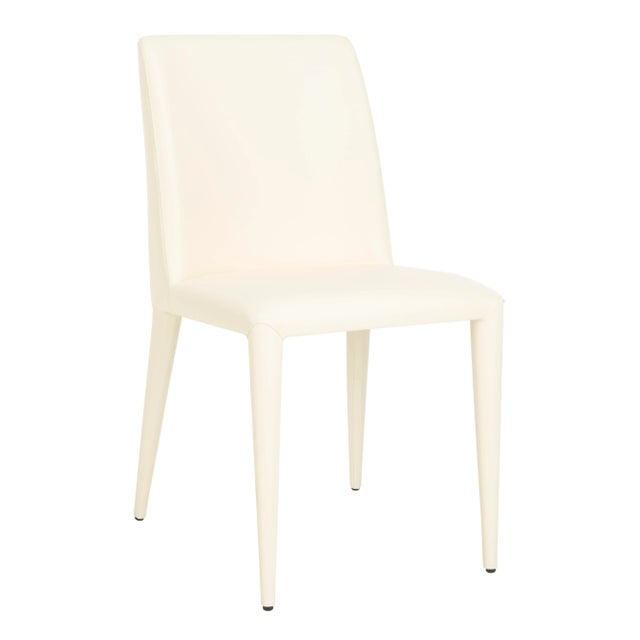 Modern 18'' Leather Side Chair , Buttercream - a Pair For Sale - Image 3 of 9
