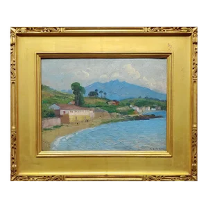 Arthur Grover Rider - 1920s Coastline Village - Oil Painting