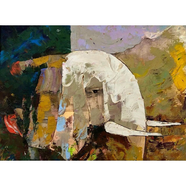 1980s Hovik Expressionist Oil Painting on Canvas of an Elephant For Sale - Image 4 of 7