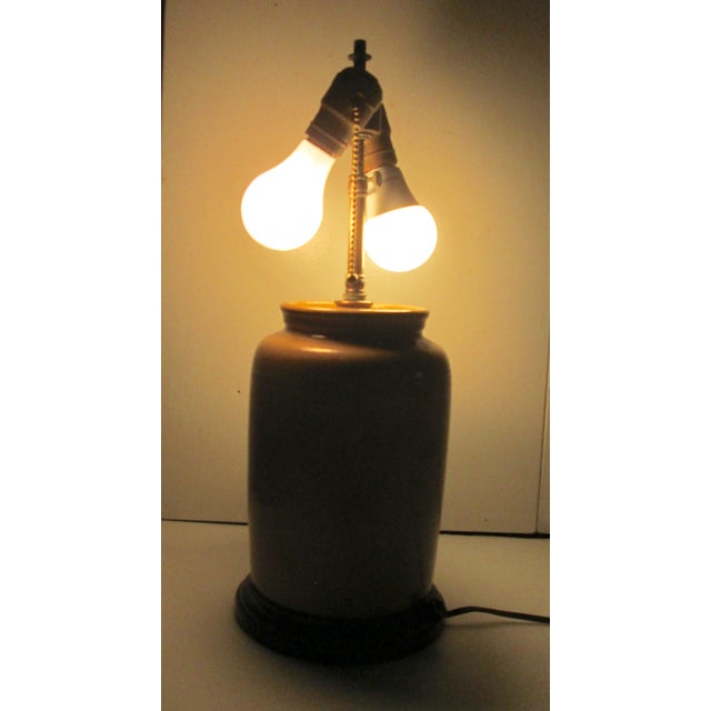 Ceramic Vintage Morrocan Glaze Terra Cotta Double Socket Lamp For Sale - Image 7 of 11