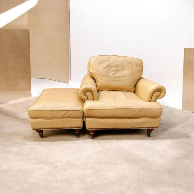 Bring Sophisticated Luxury Into Your Home With the Liz Claiborne Home Leather Chair and Ottoman Set. For Sale - Image 12 of 12