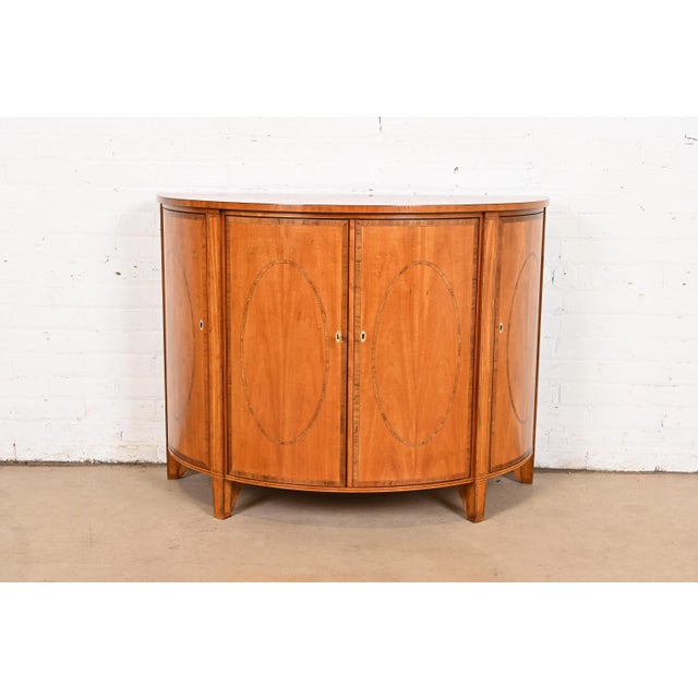 Baker Furniture Colonial Williamsburg Federal Inlaid Fruitwood Demilune Cabinet For Sale - Image 12 of 12