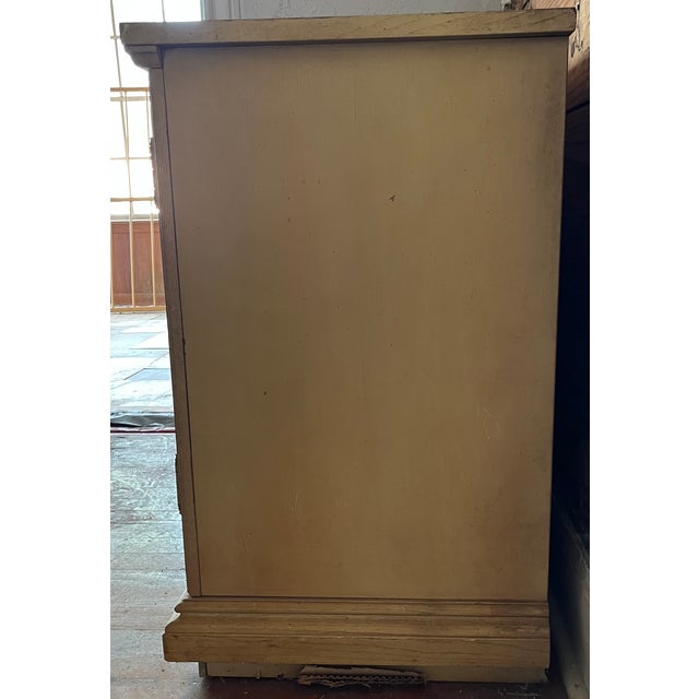 Wood French Provincial-Style Cabinet/Sideboard — Cream & Gold, Carved Door Panels, Shield Pulls For Sale - Image 7 of 12