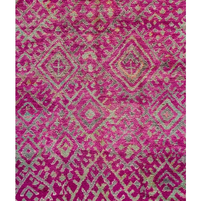Moroccan Mid 20th Vintage Geometric Purple Moroccan Wool Rug For Sale - Image 3 of 7