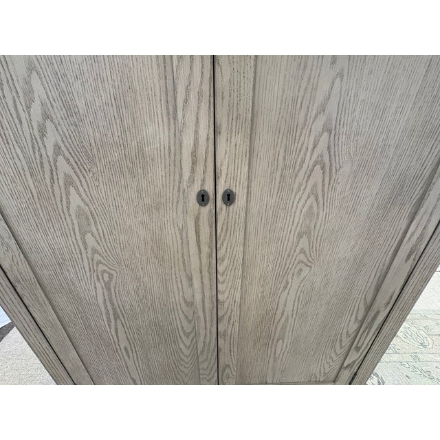 2020s Rh Maison Armoire (Wardrobe or Media) – Light Oak Solid Hardwood Construction | French-Inspired Design | Pewter Hardware For Sale - Image 5 of 18