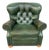 Vintage Ethan Allen Forrest Green Leather Chesterfield Reclining Lounge Chair For Sale