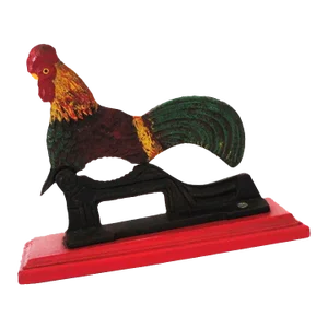 Early Pollychrome Origin Painted Iron & Wood Roster Nut Cracker