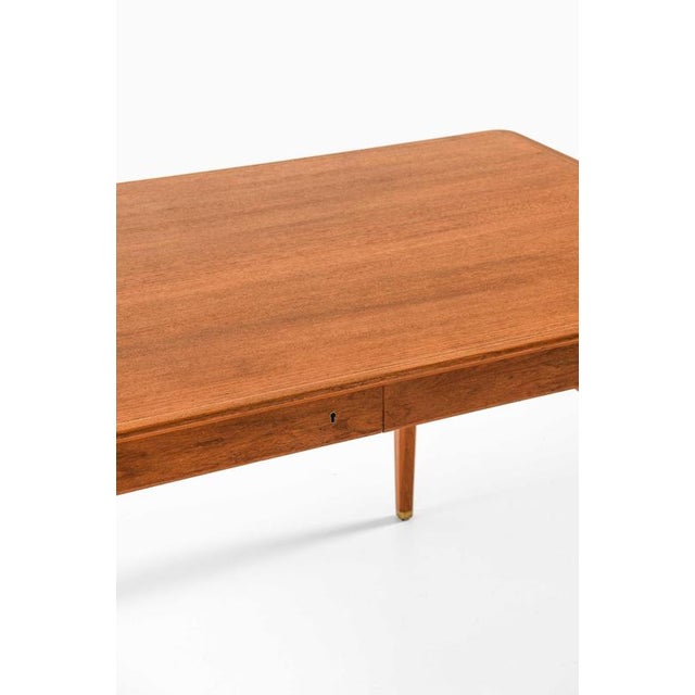 Scandinavian Modern Desk in Brass and Teak attributed to Axel Larsson, 1959 For Sale - Image 4 of 14