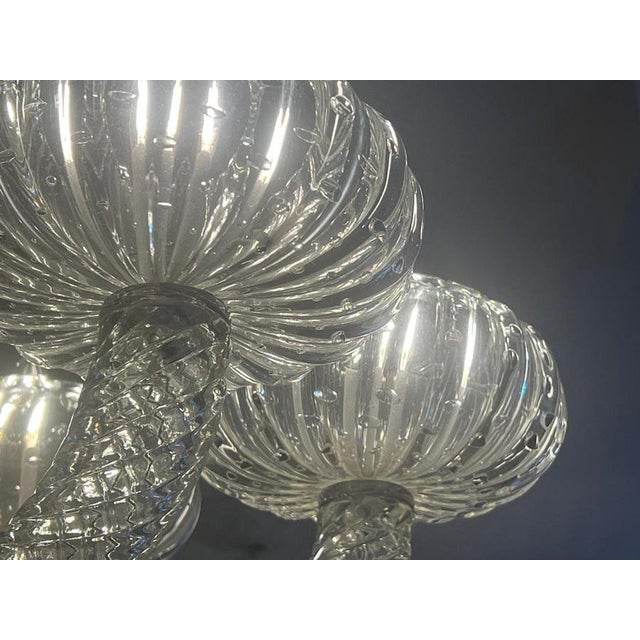 Metal Murano Glass Chandelier attributed to Barovier & Toso, 1940s For Sale - Image 7 of 18