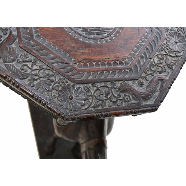 Anglo Indian Carved Camel Side Table in Hardwood, 1920 For Sale - Image 9 of 12