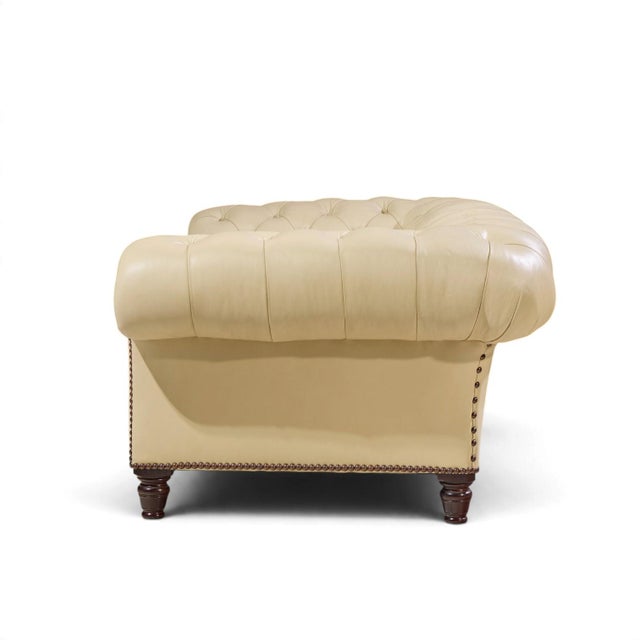 George Smith George Smith Early Victorian Chesterfield Tufted Leather Sofa For Sale - Image 4 of 10