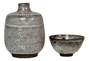 Studio Ceramic Bottle Vase and Bowl by Elli & Walter Serocka, Germany 1970s, Set of 2