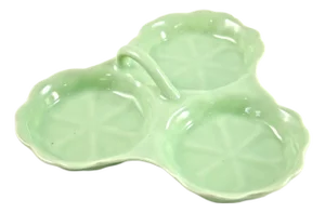 Green Celadon Lotus Divided Dish