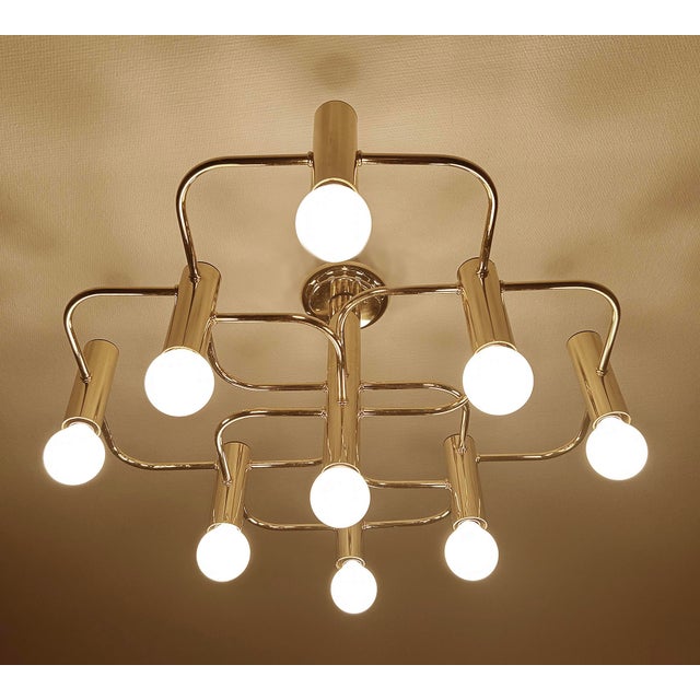 Large Space Age Gilded Ceiling Light from Leola For Sale - Image 6 of 18