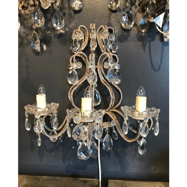 1950s 1950s Italian Beaded Gold Leaf Sconce For Sale - Image 5 of 8