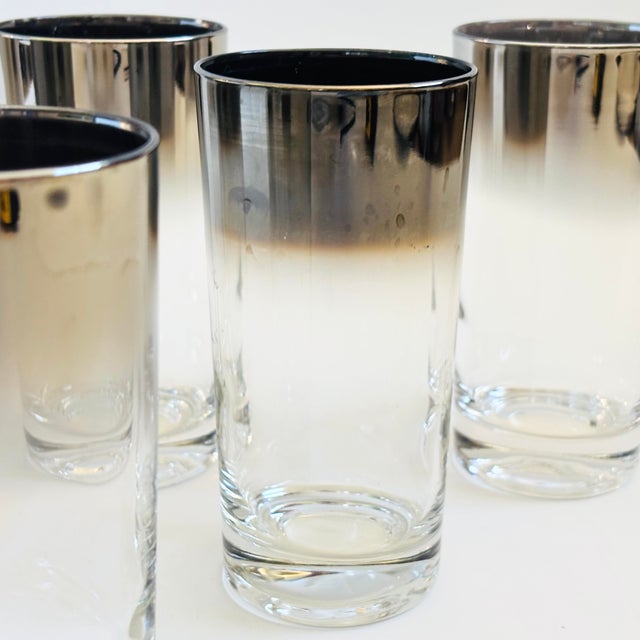 Mid Century Silver Fade Highball Tumblers by Vitreon - Set of 6 For Sale - Image 9 of 13