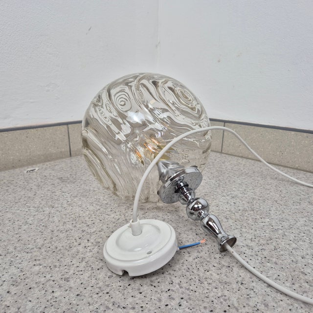 Metal Mid-Century Glass Sphere Pendant Lamp, Germany, 1960s For Sale - Image 7 of 10