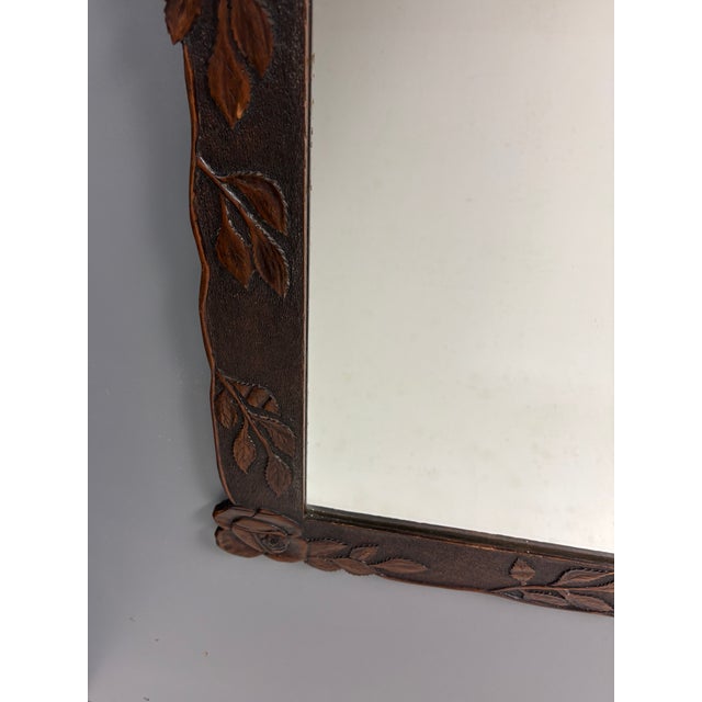 Antique Hand-Carved Wall Mirror with Floral Roses, 1890s For Sale - Image 13 of 17