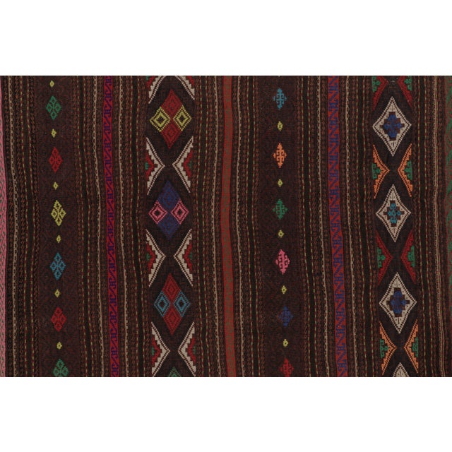 Vintage Persian Soumak Kilim, Vibrant Jewel Tone Geometric Motifs - Rug & Kilim For Sale In New York - Image 6 of 7