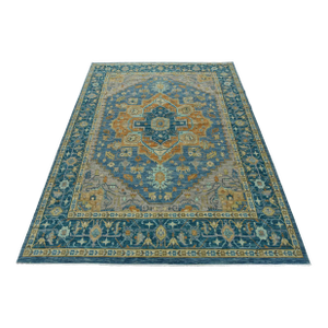 Serapi Rug 12’2” X 15’3” Blue Wool Tribal Hand-Knotted Oriental Carpet