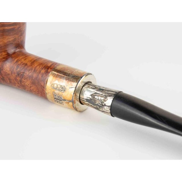 Modern Mid-20th Century Briar Pipe with Sterling Silver Ferrule For Sale - Image 3 of 5