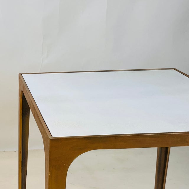 Pair of 'Esquisse' Gilt Finish and Goatskin Top Side Tables by Design Frères For Sale In Los Angeles - Image 6 of 8
