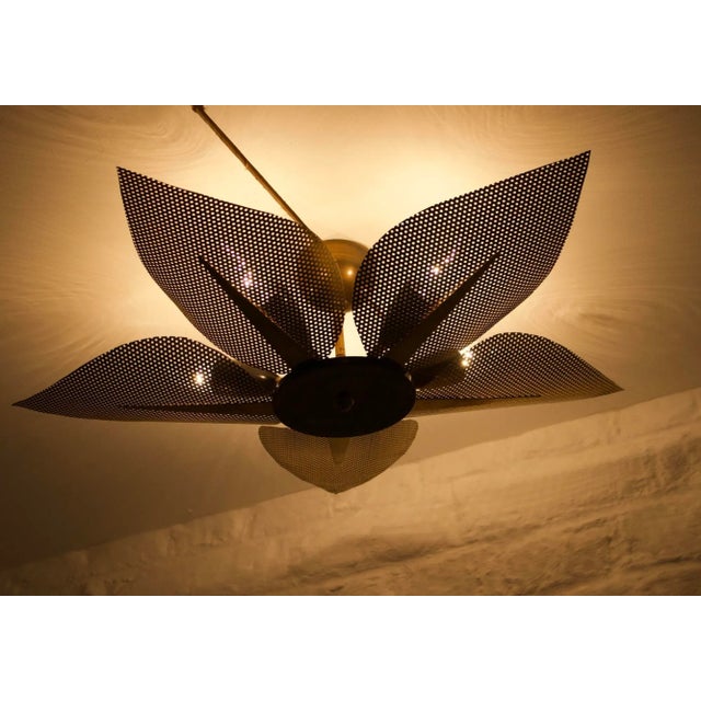 Ceiling Light with Perforated Brass Petals, 1970s For Sale - Image 4 of 9