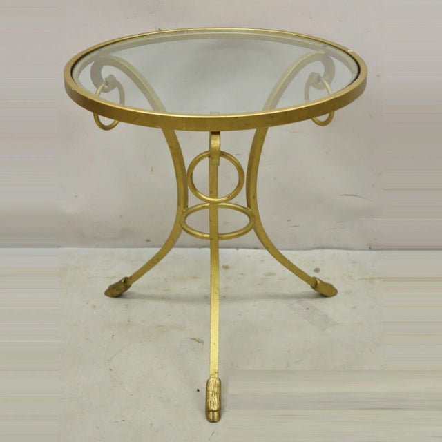 Late 20th Century Decorator Gold Italian Neoclassical Style Hoof Foot Round Occasional Side Table For Sale - Image 13 of 13