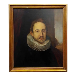 18th Century Portrait of a Spanish Gentleman With a Ruff Collar-Oil Painting For Sale