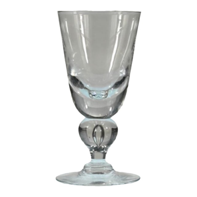 Vintage Signed Steuben Crystal Tear Drop Bubble Baluster Stem Mid Century Goblet or Wine 1 of 7 For Sale