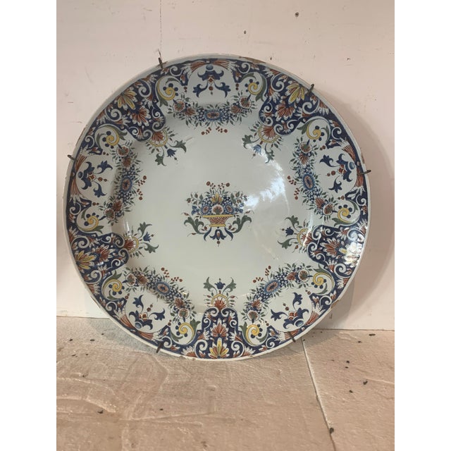 Large Round Rouen Earthenware Dish, 1800s For Sale - Image 6 of 12