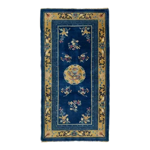 Dragon Chinese Vintage Peking Handmade Wool Rug in Blue