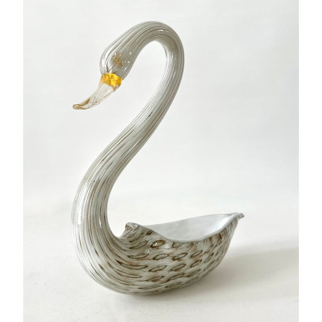 Murano Glass Swan Dish With Bullicante Inclusions For Sale - Image 4 of 15