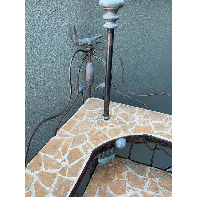 Vintage Boho Artisan Wrought Iron Corner Table For Sale In West Palm - Image 6 of 12