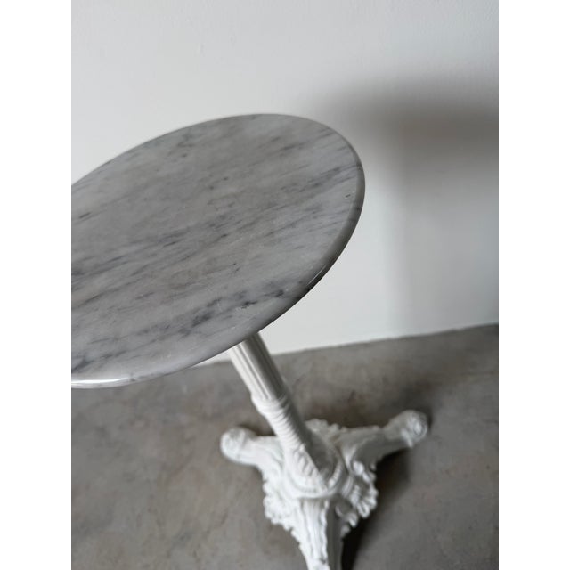 White 19th Century French Cast Iron Bistro Table With White Marble Top For Sale - Image 8 of 12